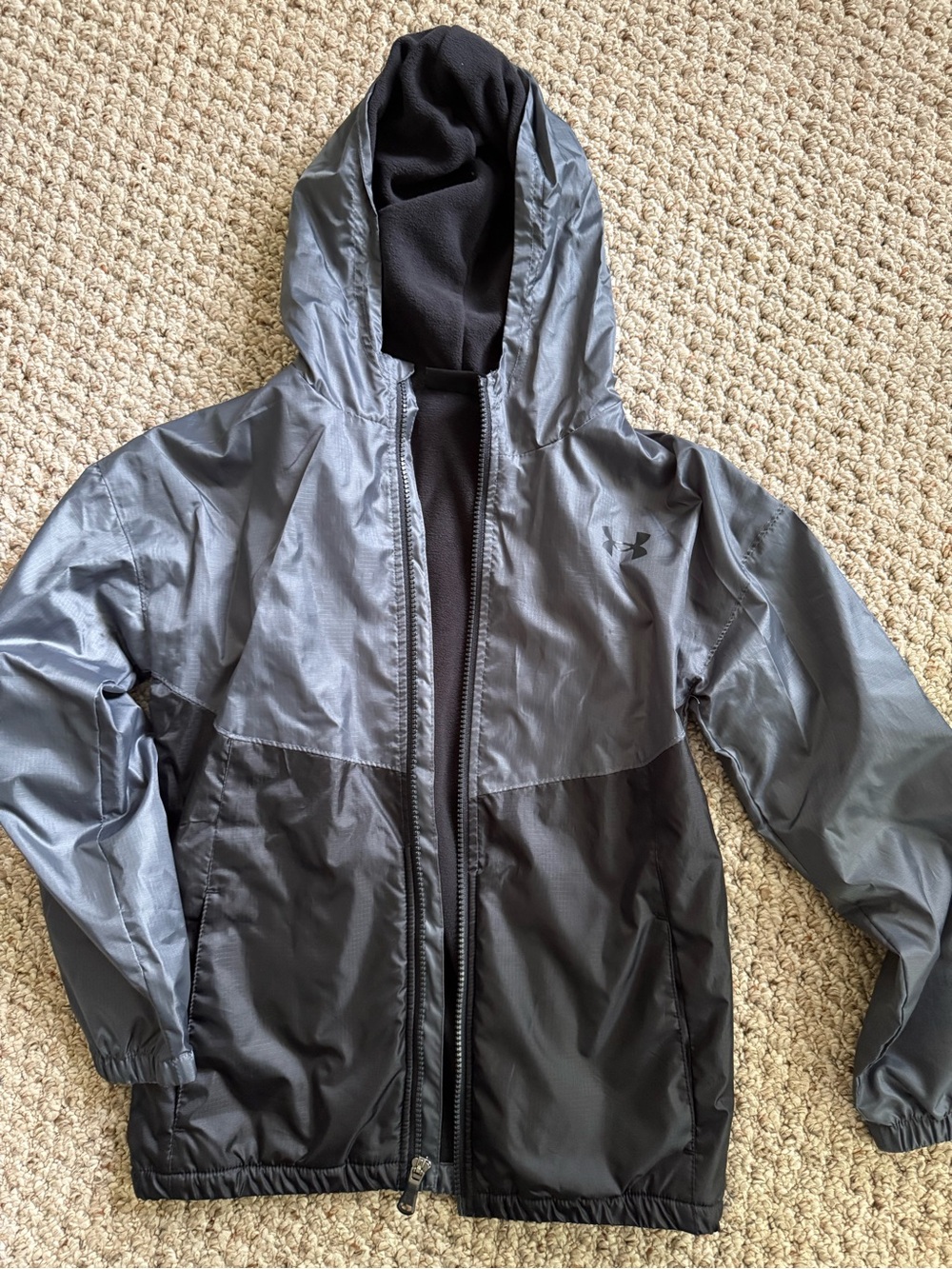 Under Armour Youth Two-Tone Gray & Black Hooded Windbreaker